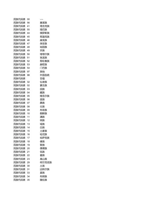 民族代码