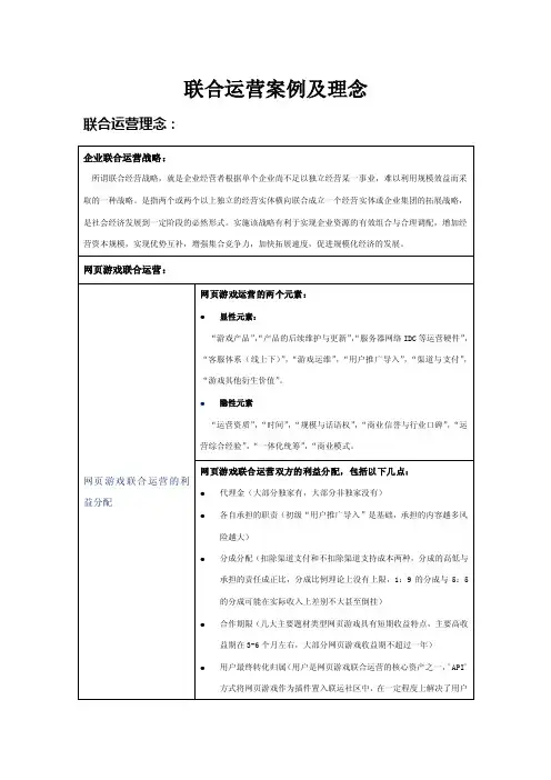 联合运营案例及理念
