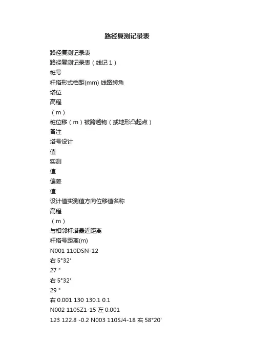 路径复测记录表