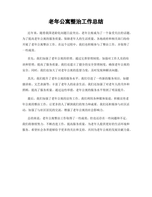老年公寓整治工作总结