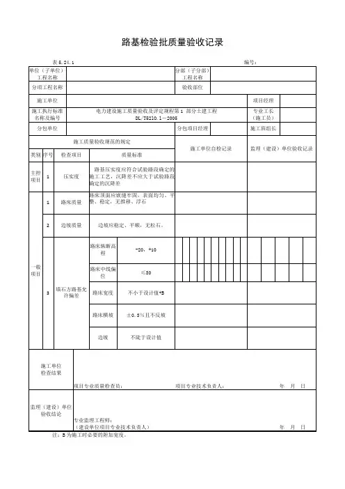 路基检验批质量验收记录