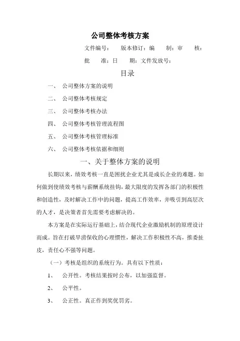 公司整体目标绩效管理方案全套