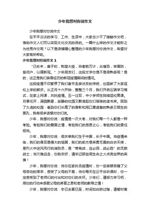 少年我想对你说作文