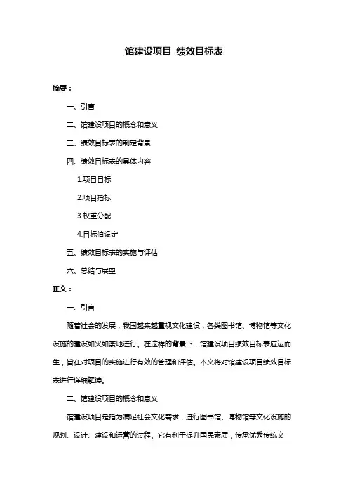 馆建设项目 绩效目标表
