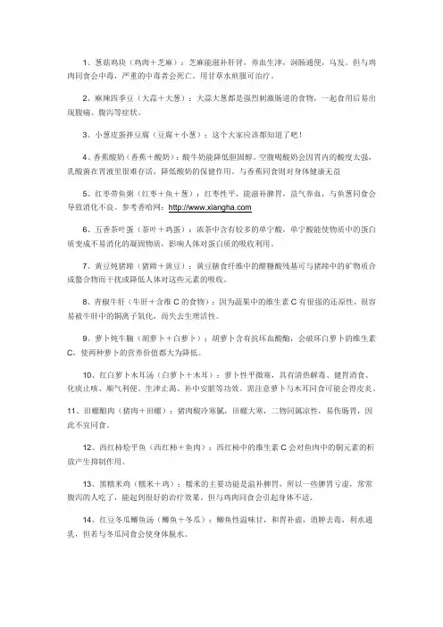 家常菜食物相克
