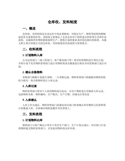 仓库收、发料制度