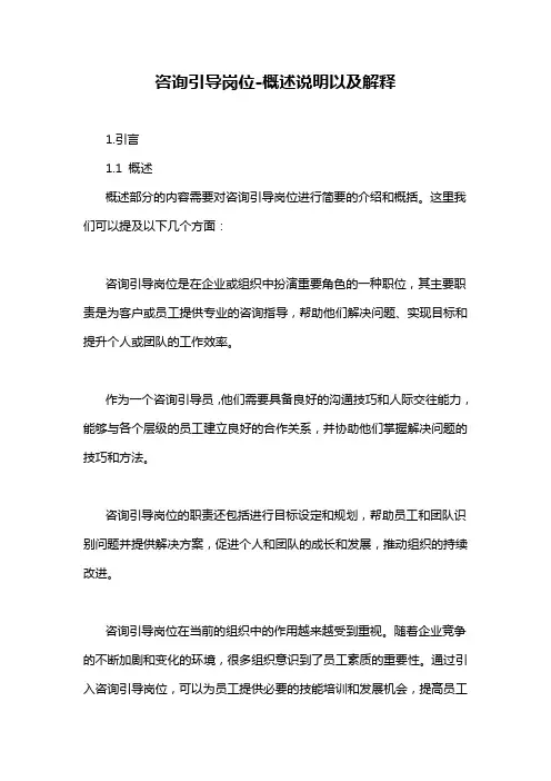 咨询引导岗位-概述说明以及解释