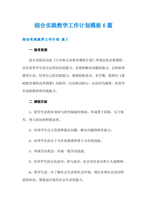 综合实践教学工作计划模板6篇
