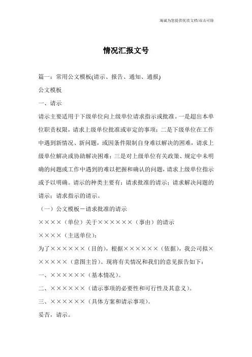 情况汇报文号