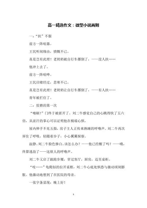 高一精选作文：微型小说两则