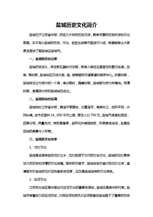 盐城历史文化的简介