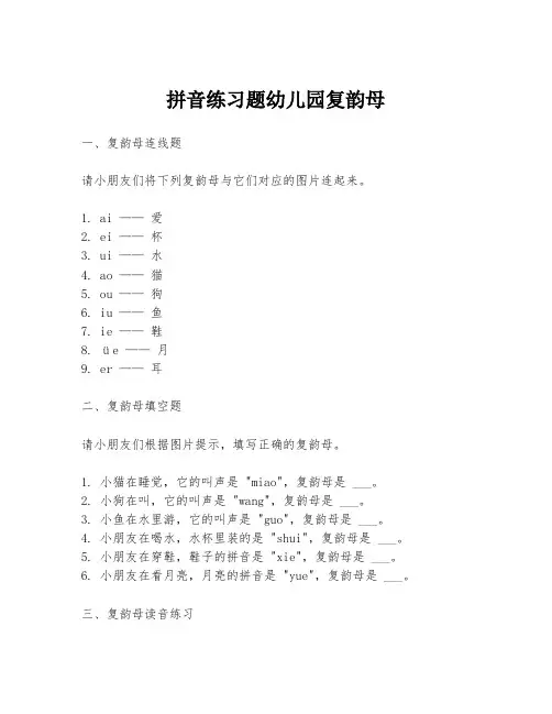 拼音练习题幼儿园复韵母