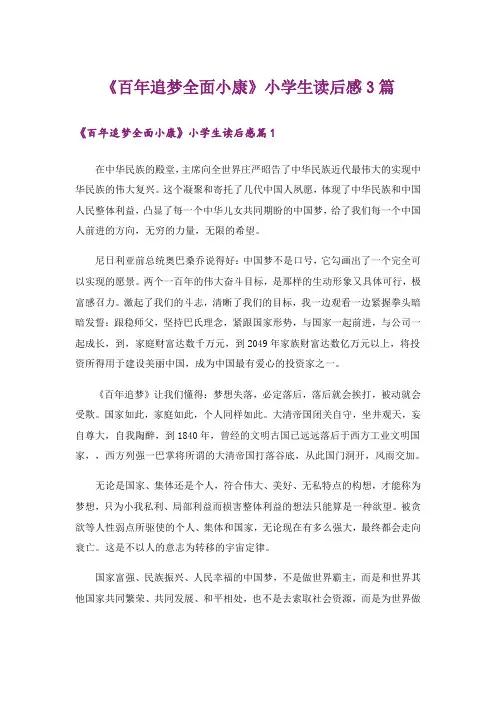 《百年追梦全面小康》小学生读后感3篇