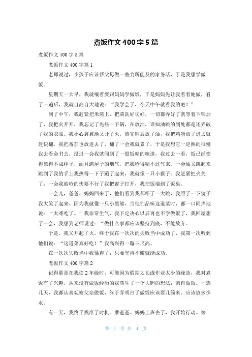 煮饭作文400字5篇