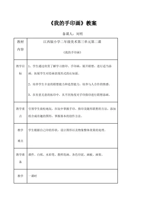 《我的手印画》教案