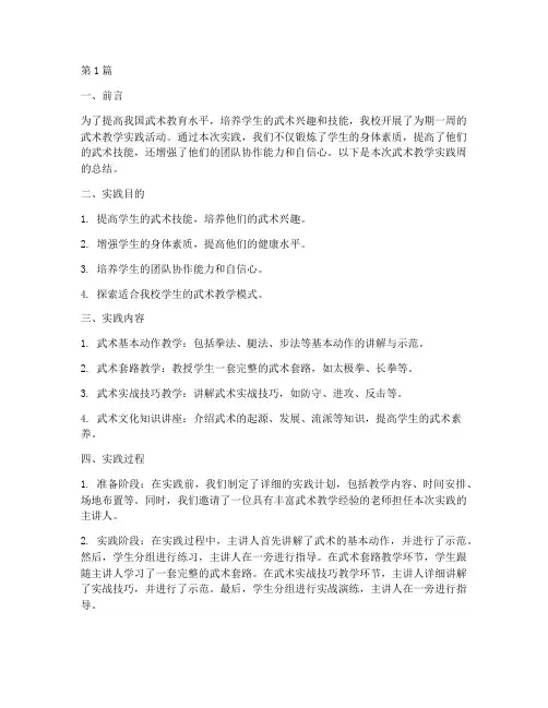 武术教学实践周总结(3篇)
