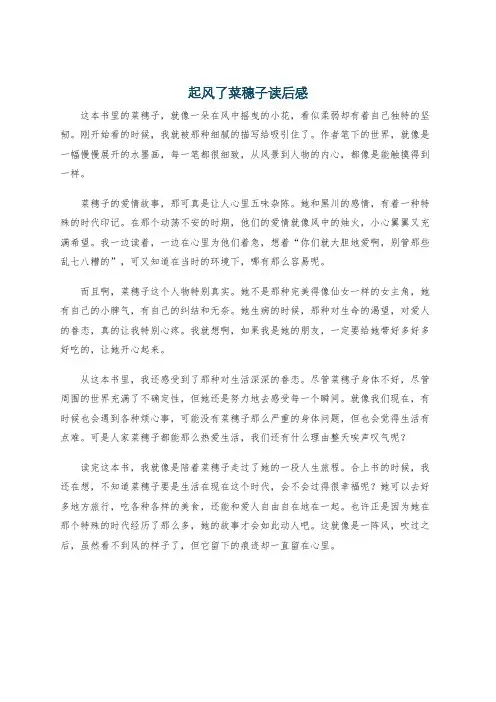起风了菜穗子读后感