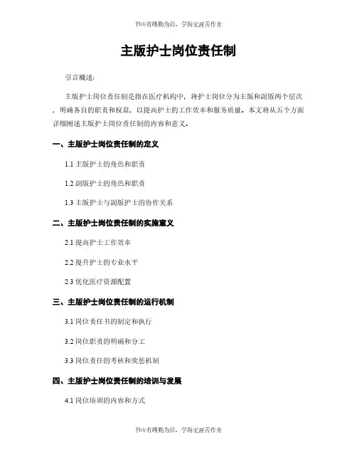 主版护士岗位责任制