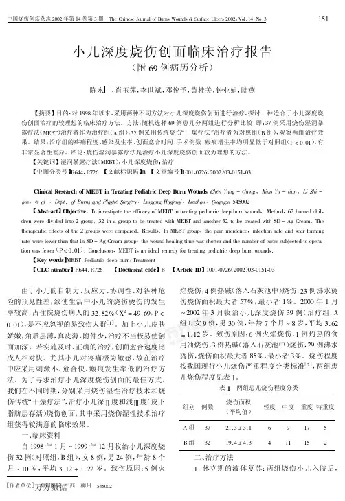 小儿深度烧伤创面临床治疗报告
