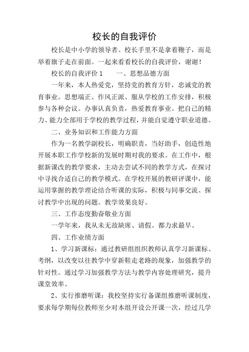 校长的自我评价