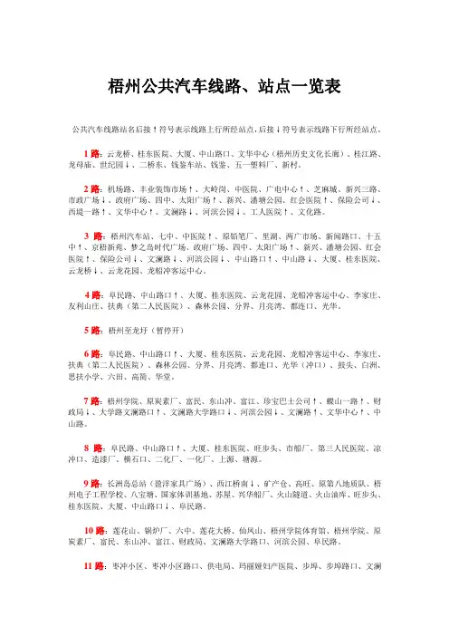 梧州市公交车旅游路线