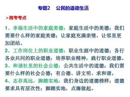 2019届高考政治选修六公民道德与伦理常识专题2 公民道德生活(20张ppt)