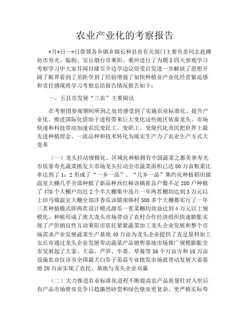农业产业化的考察报告