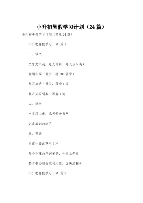 小升初暑假学习计划(24篇)
