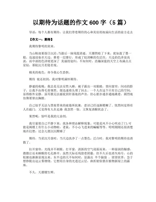 以期待为话题的作文600字(5篇)