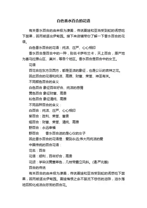 白色香水百合的花语