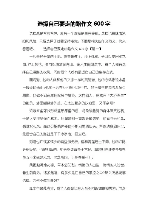 选择自己要走的路作文600字