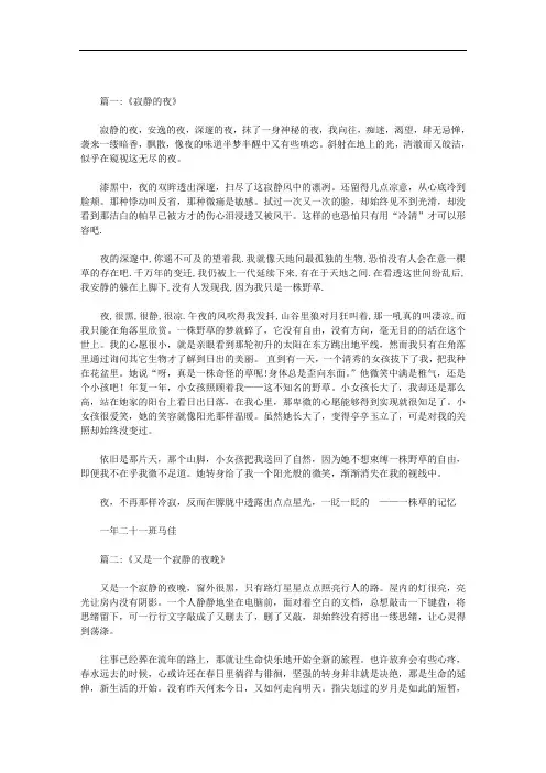 寂静的夜范文