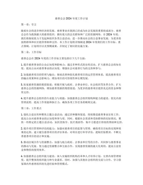 慈善总会2024年度工作计划