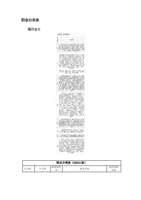 职业分类表