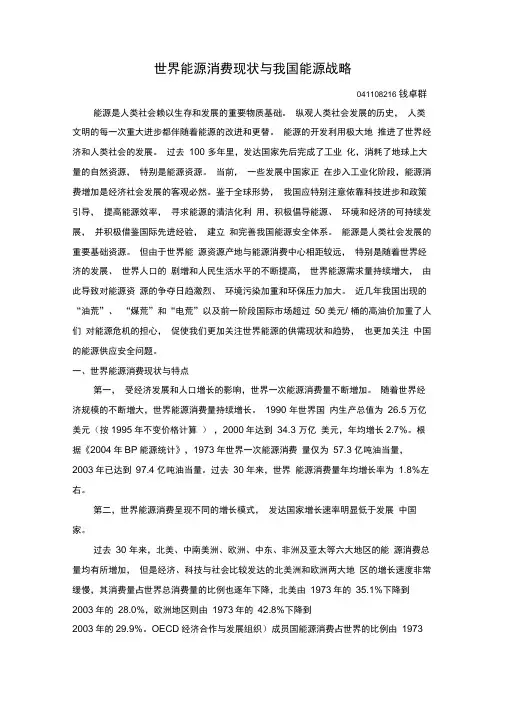 世界能源消费现状与我国能源战略