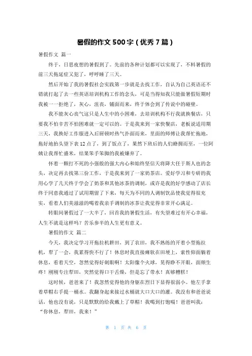 暑假的作文500字(优秀7篇)