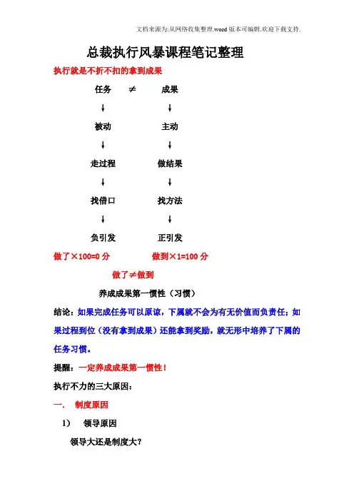 总裁执行风暴课程笔记整理