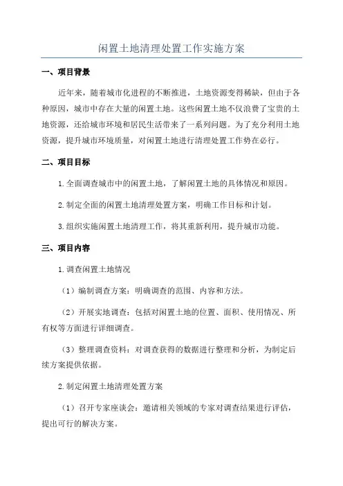 闲置土地清理处置工作实施方案