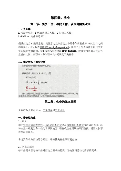 曼昆中级宏观经济学知识点整理 4 失业