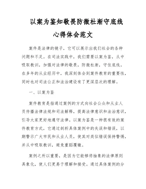 以案为鉴知敬畏防微杜渐守底线心得体会范文