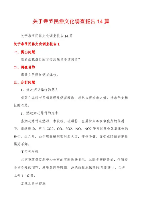 关于春节民俗文化调查报告14篇
