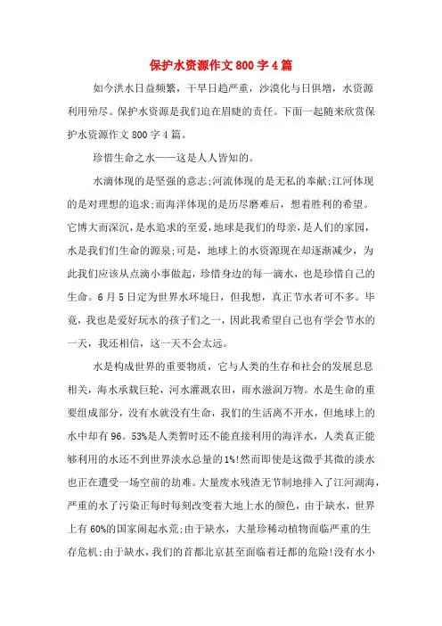 保护水资源作文800字4篇