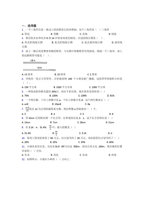 【精选试卷】深圳市福景外国语学校小升初数学单选题专项练习知识点总结(课后培优)