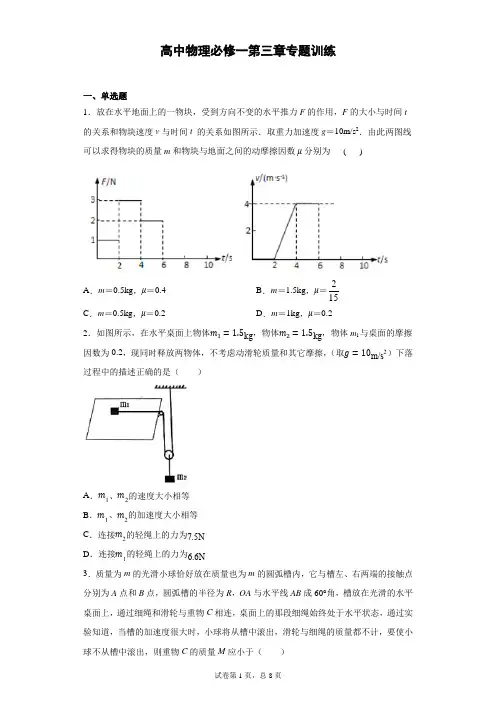 高中物理必修一第三章专题训练