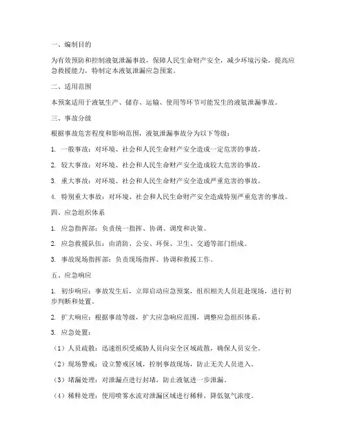 液氨泄漏应急预案国标