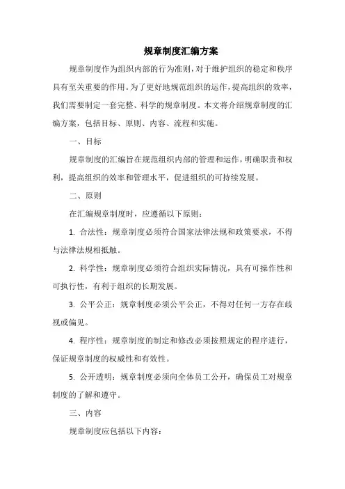 规章制度汇编方案