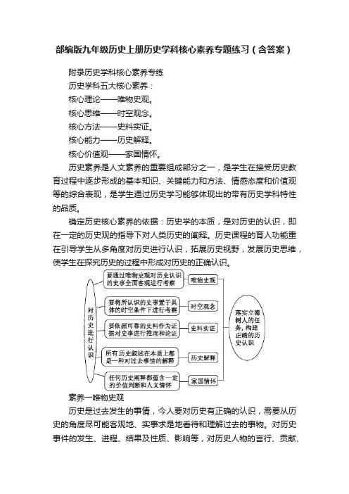 部编版九年级历史上册历史学科核心素养专题练习（含答案）
