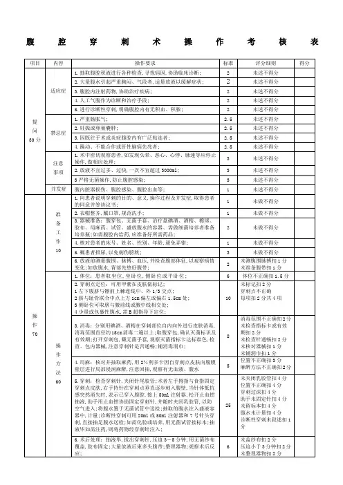 腹腔穿刺术评分标准