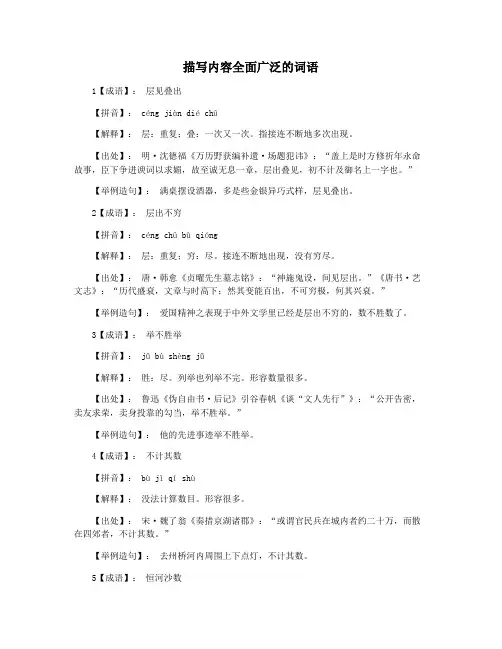 描写内容全面广泛的词语