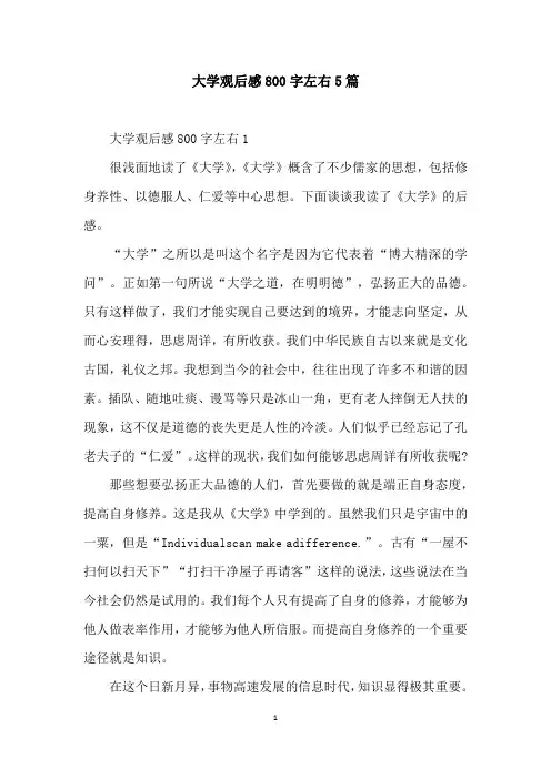大学观后感800字左右5篇